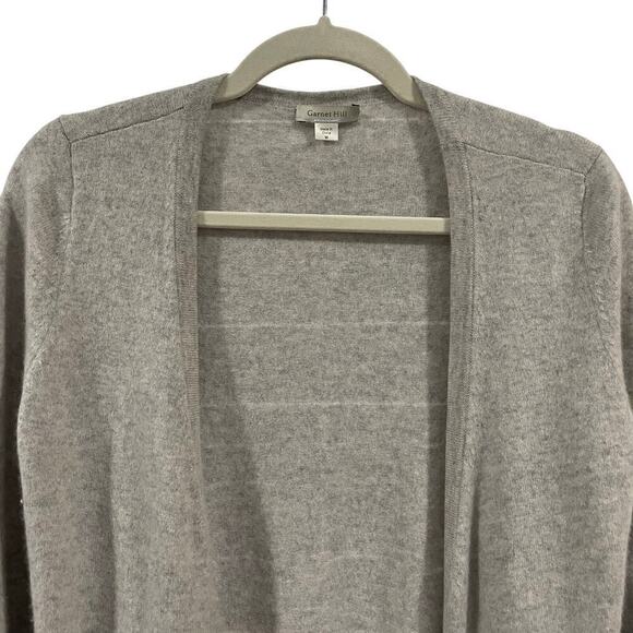 Garnet Hill Light Grey 100% Cashmere Pocket Sweater Cardigan Size M - Picture 4 of 8